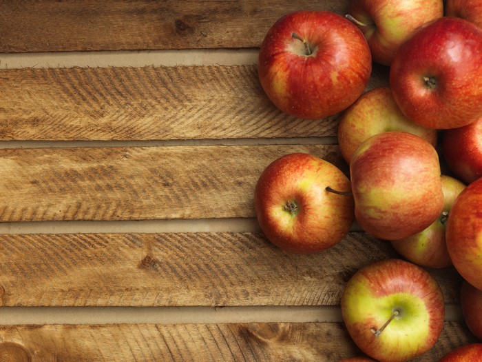 Apples on Wood Planks