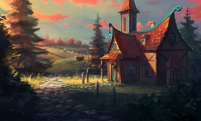 4K Pictorial art of a fantasy house