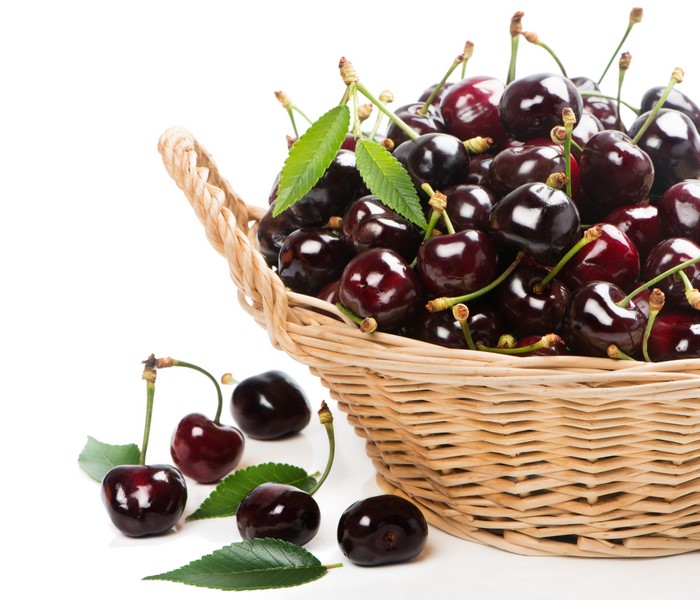 4K Cherries in a Wicker Basket