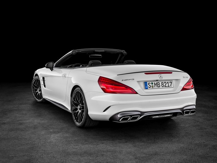 4K White Mercedes-Benz AMG SL-Class R231 Cabriolet Back View