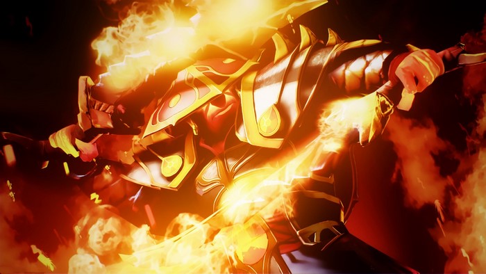 Ember Spirit from Dota 2 engulfed in flames
