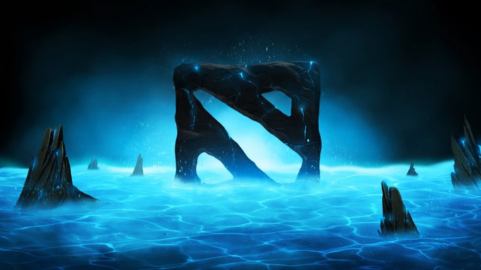Dota 2 logo emblem in blue water