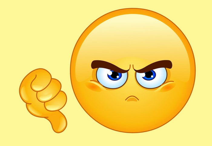 Angry emoji with thumb down gesture
