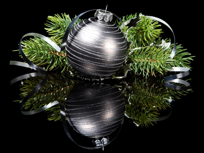 Christmas ornament on pine branches
