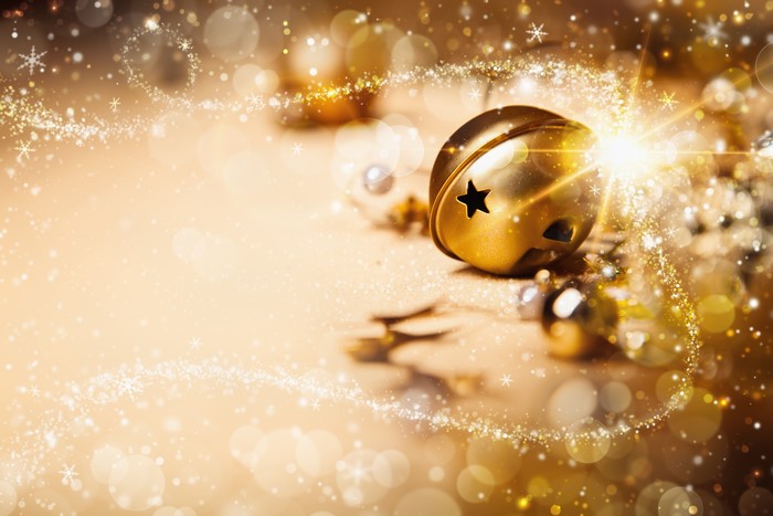 Golden Christmas Bells with Sparkles