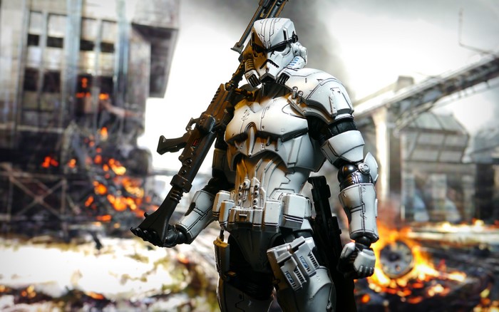 4K Stormtrooper from Star Wars with a rifle