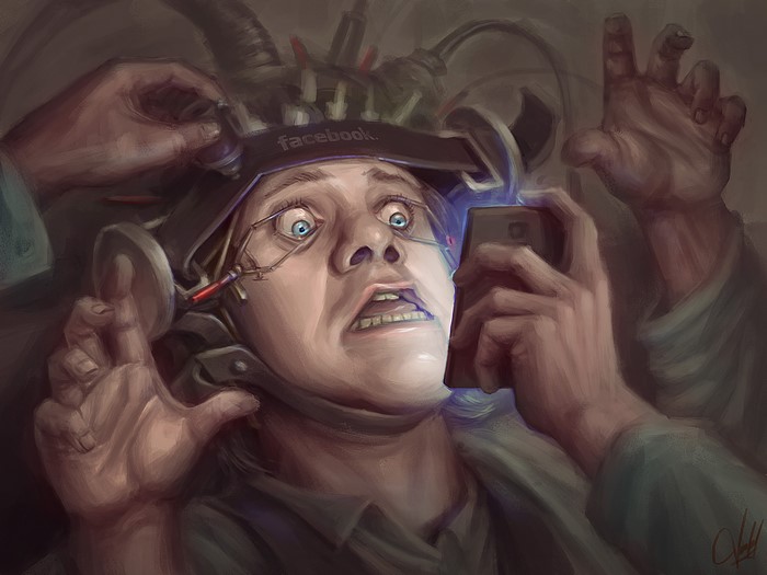 Man subjected to Facebook brainwashing with phone