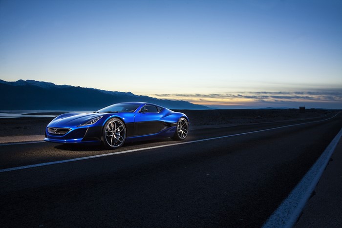 4K Blue 2014 Rimac Concept One on Road
