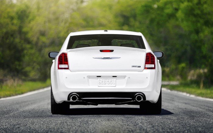 White Chrysler 300C Sedan Rear View