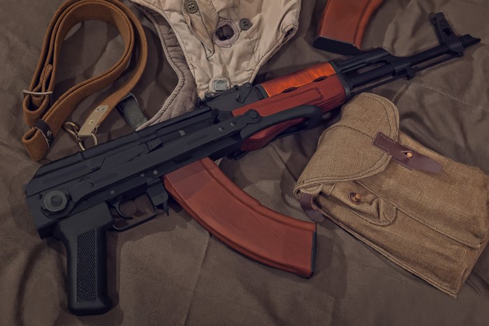 AK-47 assault rifle with accessories