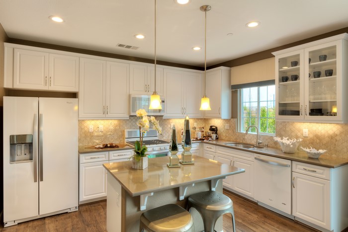 Modern Kitchen with White Cabinets and Island