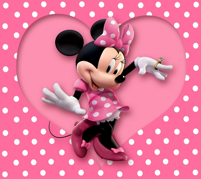 Minnie Mouse with a ring on her finger