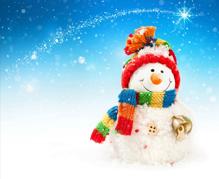 Christmas Snowman with Winter Hat and Scarf