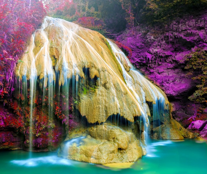 Waterfall in a colorful forest in Thailand