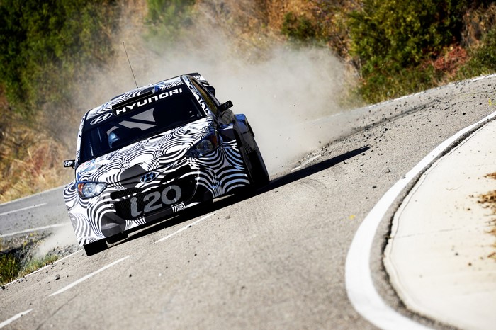 Hyundai i20 WRC Rally Car on a Dusty Road