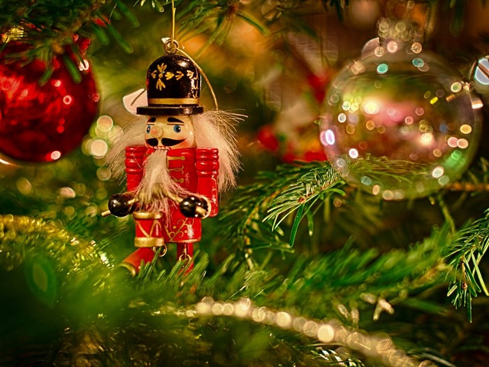 Nutcracker ornament on a Christmas tree