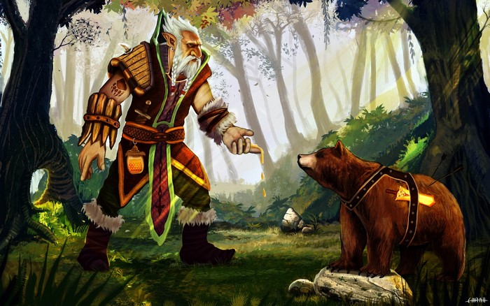 Lone Druid and bear from DOTA 2 in a forest