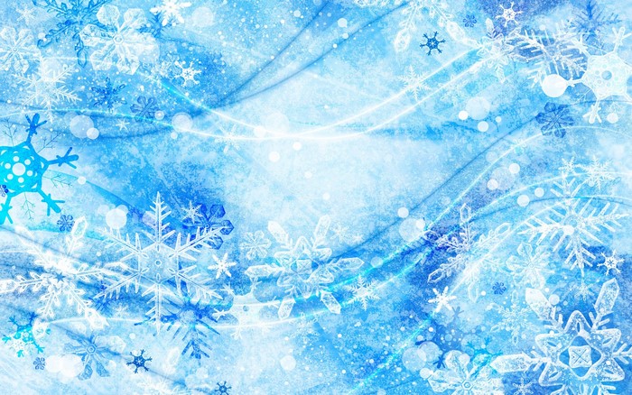 Winter Snowflakes and Swirling Blue Textures