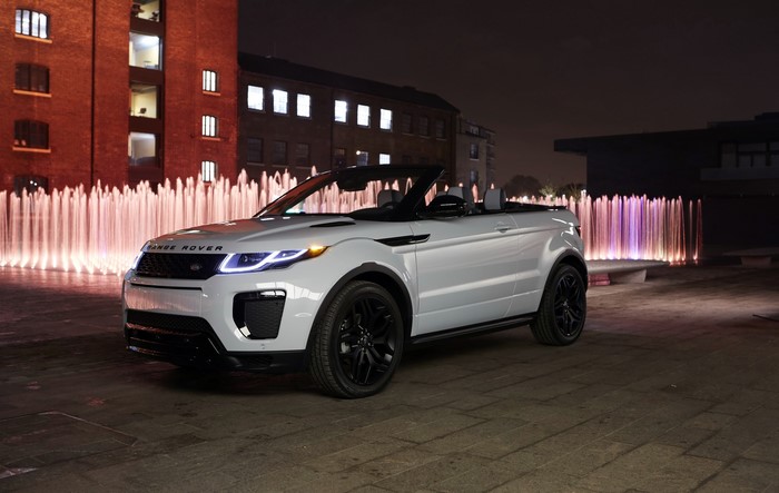 White Range Rover Evoque Convertible at Night