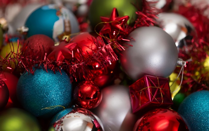 Christmas ornaments and tinsel
