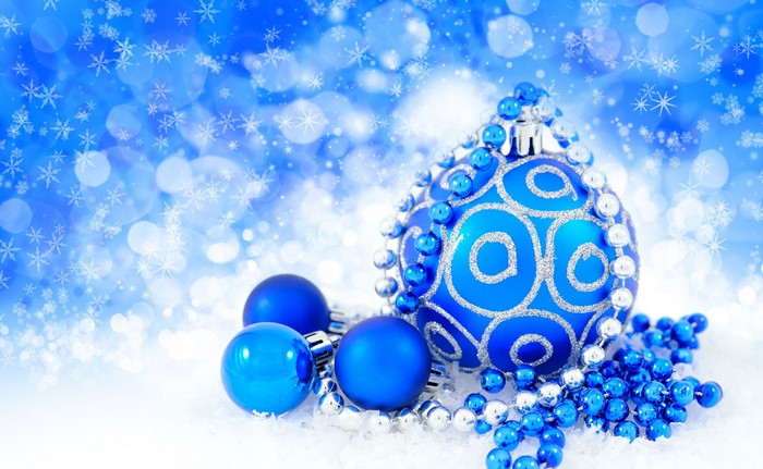 Blue Christmas Ornaments with Snowflakes