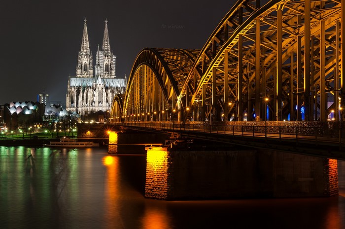 Cologne Cathedral and Hohenzollern Bridge at Night