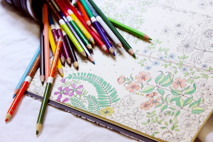 Colored Pencils and Coloring Book