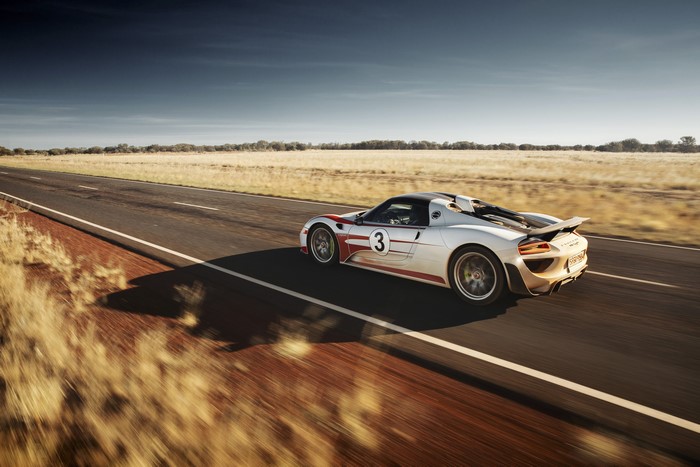 Porsche 918 Spyder driving on a road
