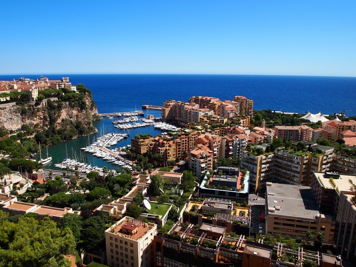 Port of Monaco with yachts and buildings