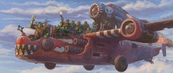Warhammer 40000 Orcs in an Airplane