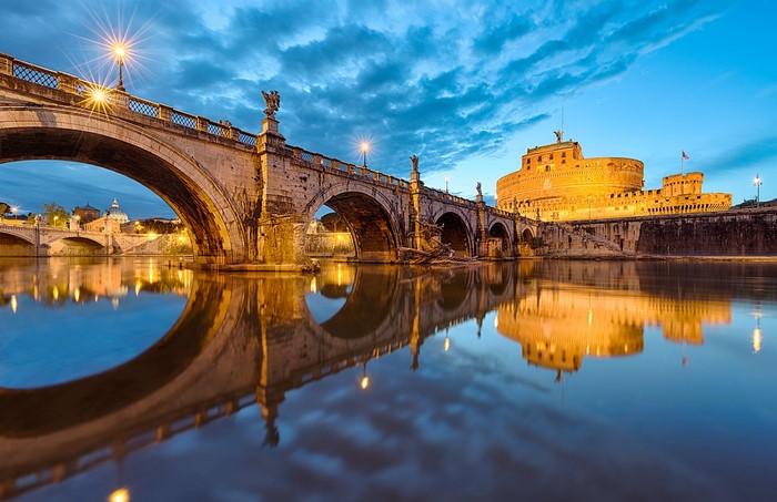 Ponte Sant'Angelo and Castel Sant'Angelo in Rome, Italy