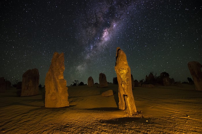 Pinnacles Desert at Night with Milky Way