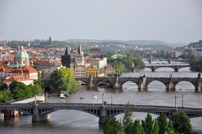 Charles Bridge over Vltava River in Prague, Czech Republic