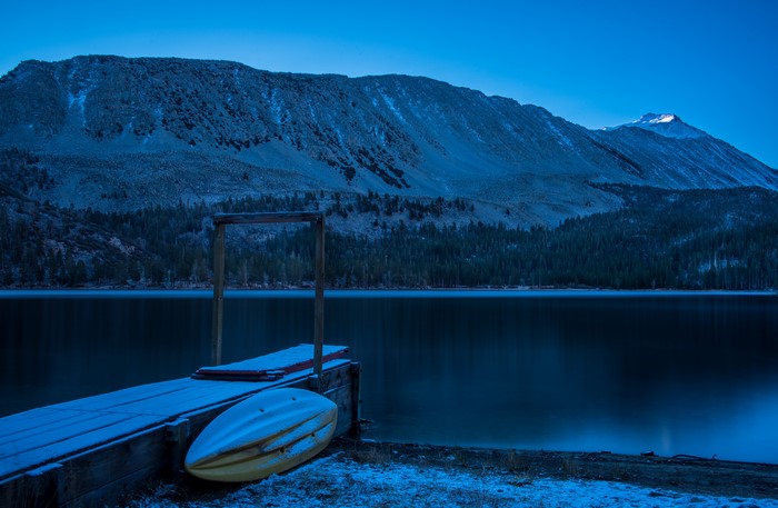 Rock Creek Lake Mountains and Dock in Winter