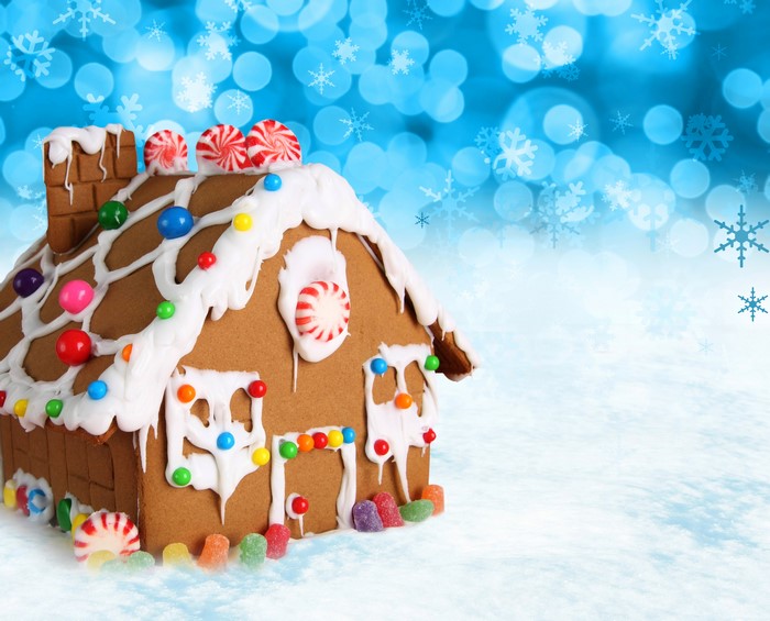 Gingerbread house with Christmas decorations