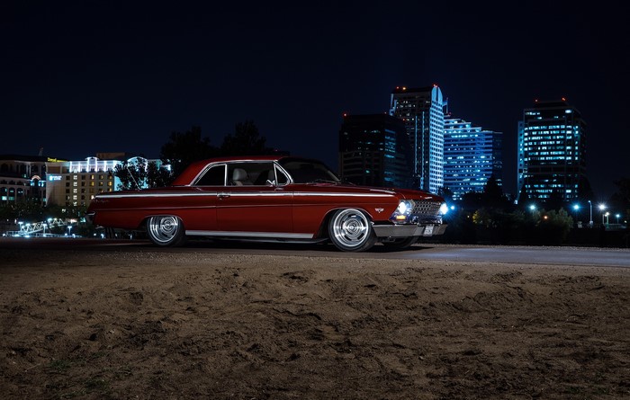 1962 Chevrolet Impala lowrider at night in city