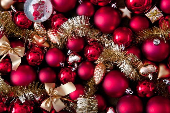 Christmas ornaments and tinsel
