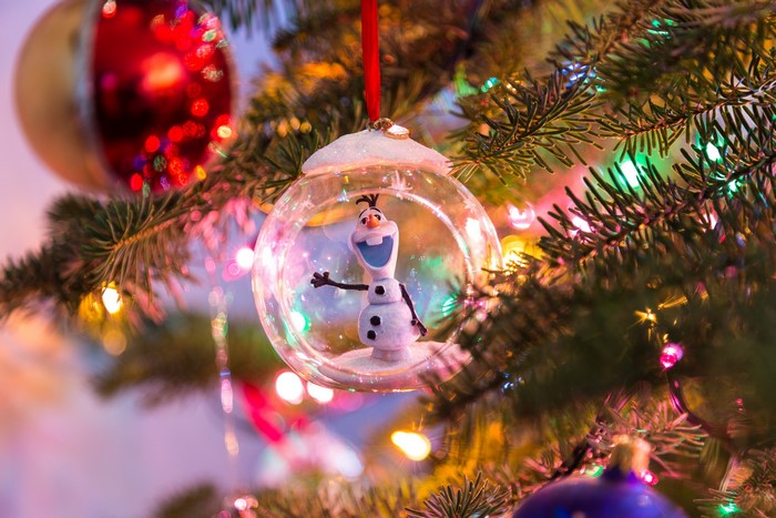 Olaf Christmas Ornament on a Decorated Tree