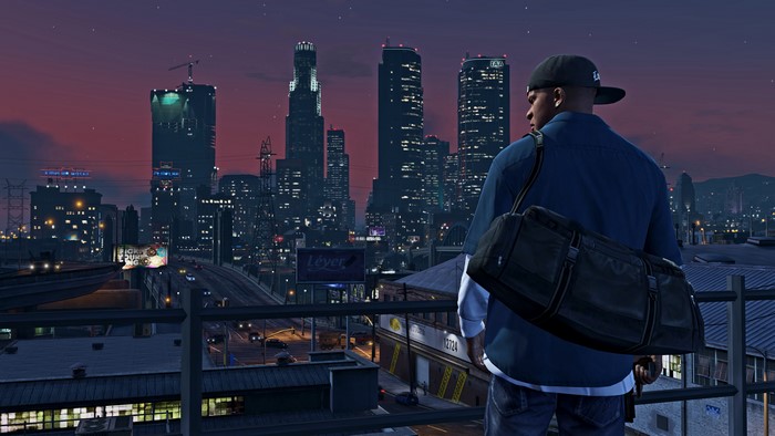GTA 5 Los Santos Night Skyscraper Skyline 4K