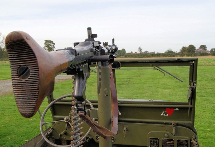 MG-34 machine gun mounted on a military vehicle