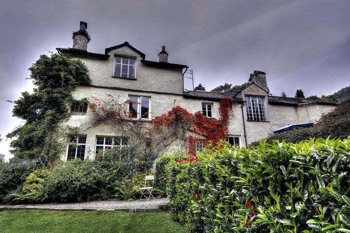 House with red ivy in Rydal, Cumbria, United Kingdom