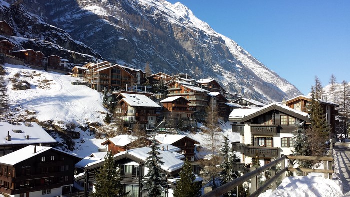 Alpine village in Zermatt, Switzerland during winter