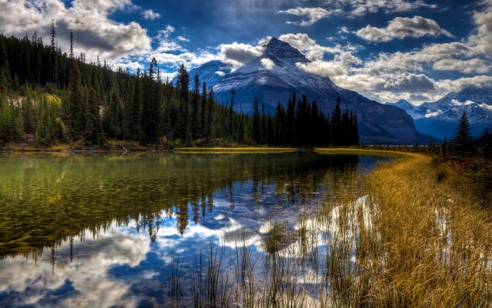 Lake and Mountains with Forest and Sky