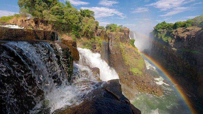 Victoria Falls with a Rainbow