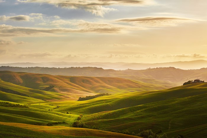 Tuscany landscape with rolling hills and sky