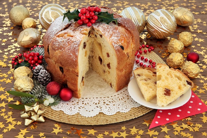 Christmas Panettone with Ornaments and Stars