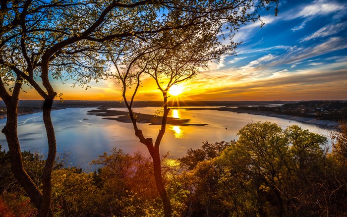 4K Sunset over Lake Travis Texas
