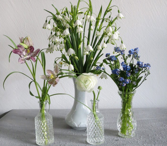 Assortment of Spring Flowers in Vases