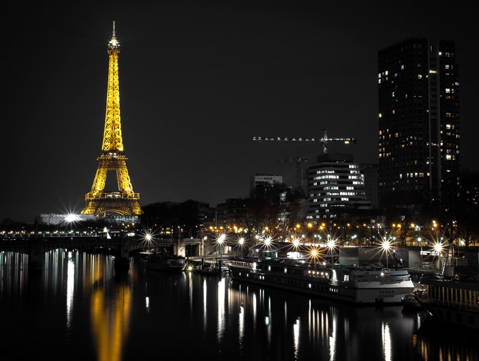 Eiffel Tower and Paris skyline at night