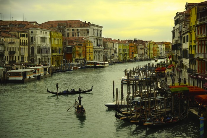 Venice Canal with Gondolas and Buildings